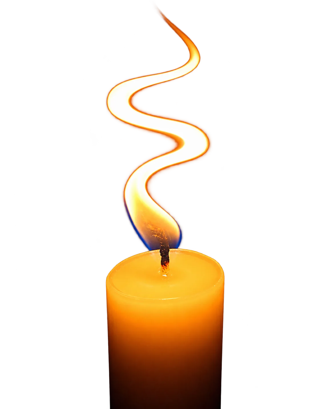 Bougie allumée dont la flamme forme une spirale lumineuse